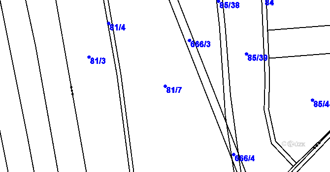 Parcela st. 81/7 v KÚ Pátek u Poděbrad, Katastrální mapa