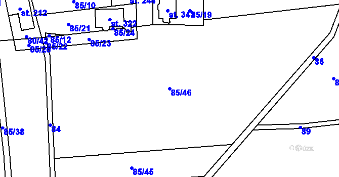 Parcela st. 85/46 v KÚ Pátek u Poděbrad, Katastrální mapa