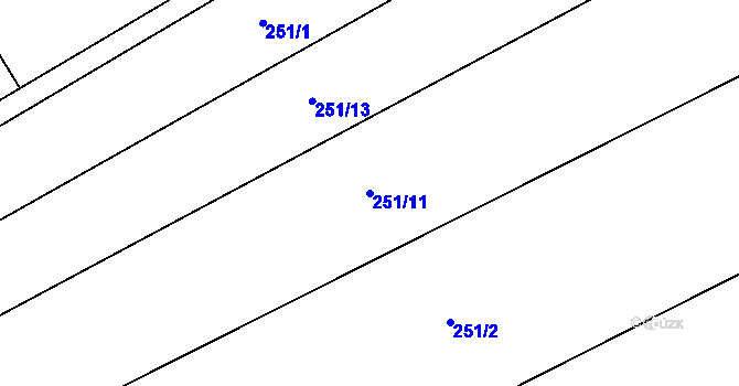 Parcela st. 251/11 v KÚ Pátek u Poděbrad, Katastrální mapa