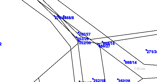 Parcela st. 252/30 v KÚ Pátek u Poděbrad, Katastrální mapa