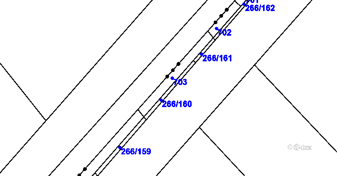 Parcela st. 266/85 v KÚ Pátek u Poděbrad, Katastrální mapa