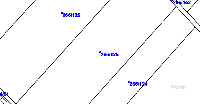 Parcela st. 266/125 v KÚ Pátek u Poděbrad, Katastrální mapa