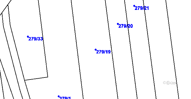 Parcela st. 279/19 v KÚ Pátek u Poděbrad, Katastrální mapa