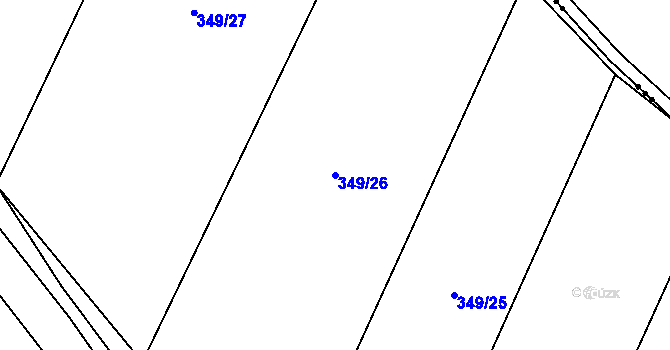 Parcela st. 349/26 v KÚ Pátek u Poděbrad, Katastrální mapa