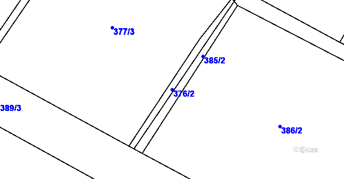Parcela st. 376/2 v KÚ Pátek u Poděbrad, Katastrální mapa