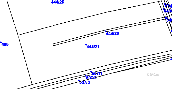 Parcela st. 444/21 v KÚ Pátek u Poděbrad, Katastrální mapa