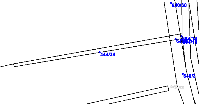 Parcela st. 444/34 v KÚ Pátek u Poděbrad, Katastrální mapa