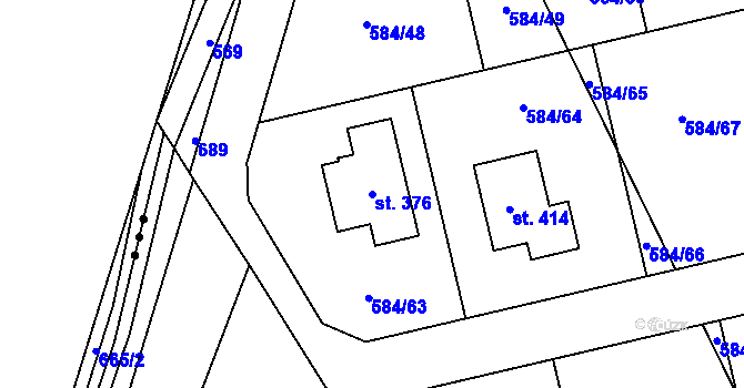 Parcela st. 376 v KÚ Pátek u Poděbrad, Katastrální mapa