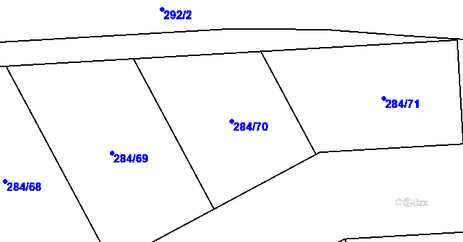Parcela st. 284/70 v KÚ Pátek u Poděbrad, Katastrální mapa