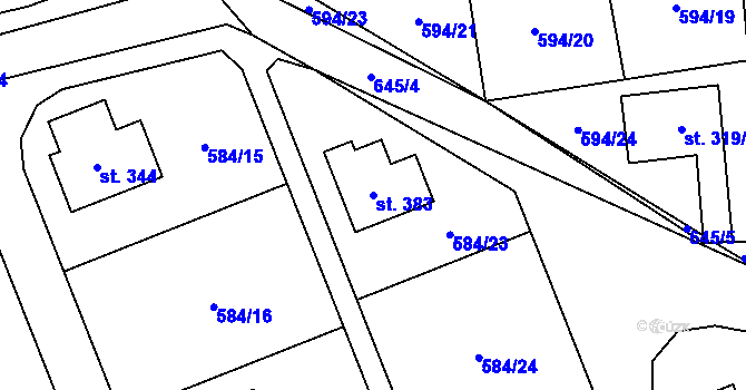 Parcela st. 383 v KÚ Pátek u Poděbrad, Katastrální mapa