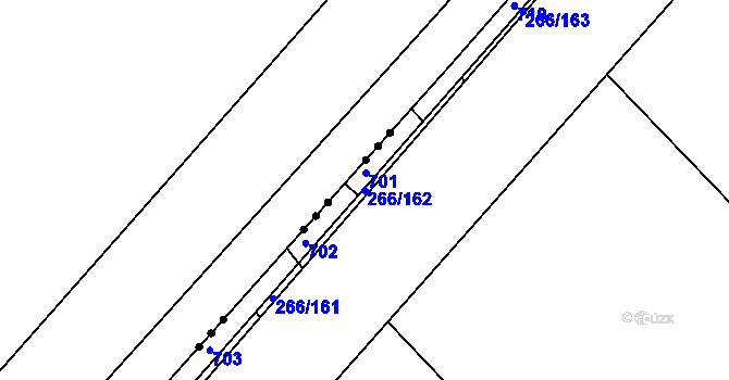 Parcela st. 266/162 v KÚ Pátek u Poděbrad, Katastrální mapa