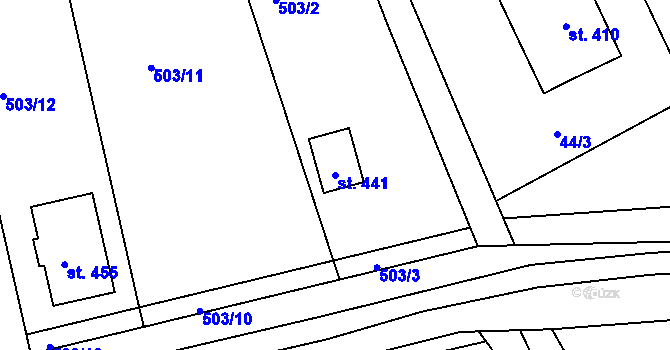 Parcela st. 441 v KÚ Pátek u Poděbrad, Katastrální mapa