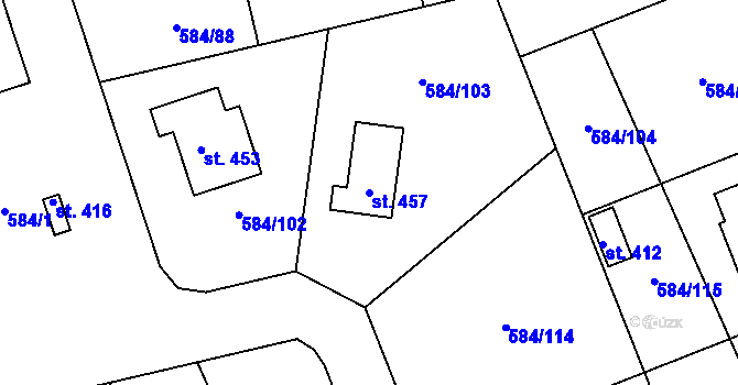 Parcela st. 457 v KÚ Pátek u Poděbrad, Katastrální mapa