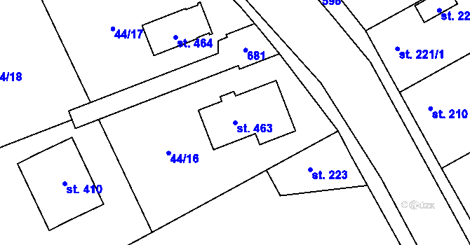 Parcela st. 463 v KÚ Pátek u Poděbrad, Katastrální mapa