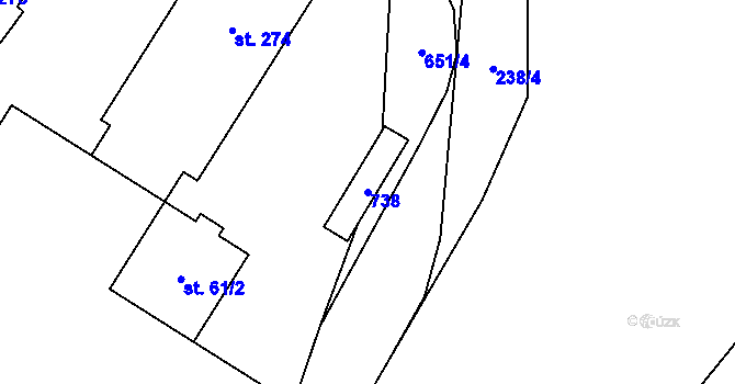 Parcela st. 738 v KÚ Pátek u Poděbrad, Katastrální mapa