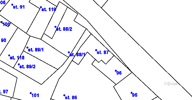 Parcela st. 87 v KÚ Pátek u Loun, Katastrální mapa