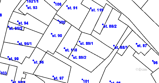 Parcela st. 89/1 v KÚ Pátek u Loun, Katastrální mapa