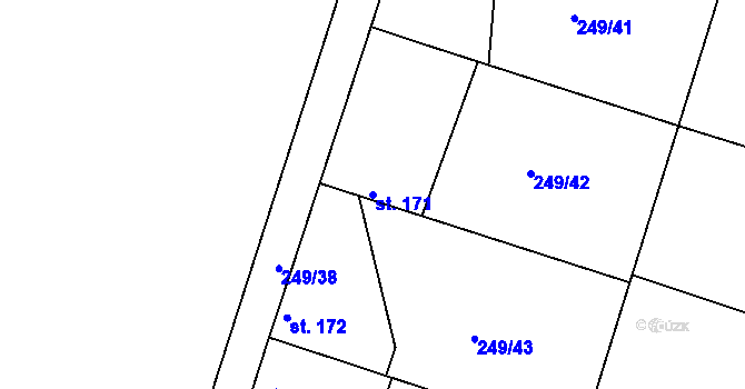 Parcela st. 171 v KÚ Pátek u Loun, Katastrální mapa