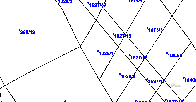 Parcela st. 1029/1 v KÚ Pátek u Loun, Katastrální mapa