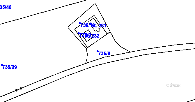 Parcela st. 735/8 v KÚ Pátek u Loun, Katastrální mapa