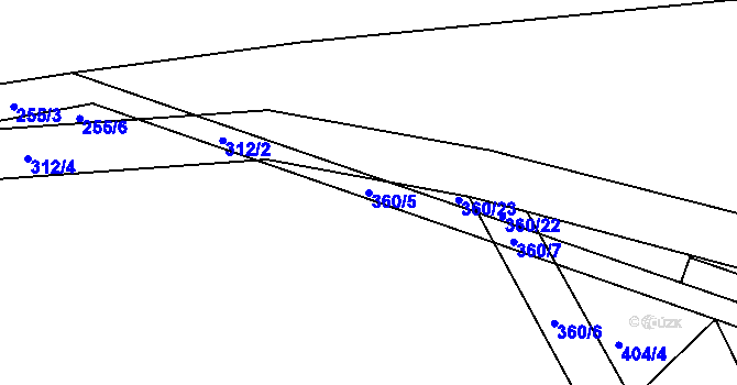 Parcela st. 360/5 v KÚ Pátek u Loun, Katastrální mapa