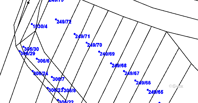 Parcela st. 249/69 v KÚ Pátek u Loun, Katastrální mapa
