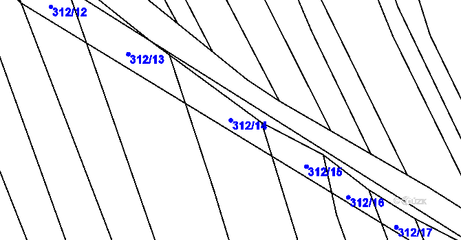 Parcela st. 312/14 v KÚ Pátek u Loun, Katastrální mapa