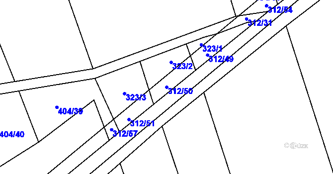 Parcela st. 312/50 v KÚ Pátek u Loun, Katastrální mapa