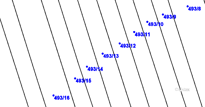 Parcela st. 493/13 v KÚ Pátek u Loun, Katastrální mapa