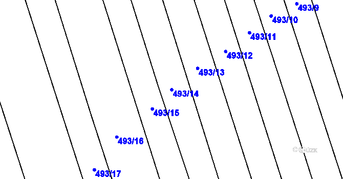 Parcela st. 493/14 v KÚ Pátek u Loun, Katastrální mapa