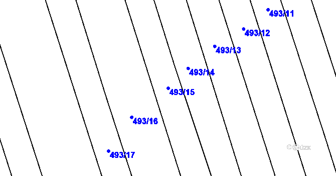Parcela st. 493/15 v KÚ Pátek u Loun, Katastrální mapa