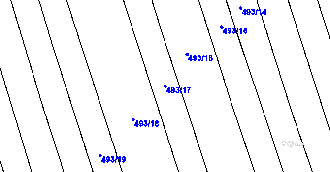 Parcela st. 493/17 v KÚ Pátek u Loun, Katastrální mapa