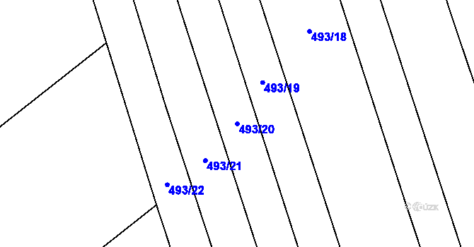 Parcela st. 493/20 v KÚ Pátek u Loun, Katastrální mapa