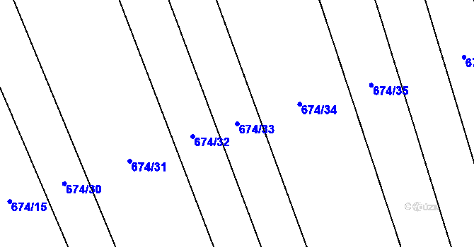 Parcela st. 674/33 v KÚ Pátek u Loun, Katastrální mapa