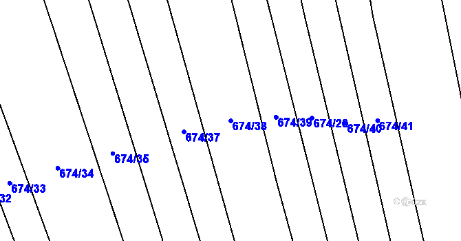 Parcela st. 674/38 v KÚ Pátek u Loun, Katastrální mapa