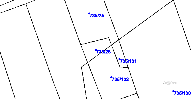 Parcela st. 735/26 v KÚ Pátek u Loun, Katastrální mapa