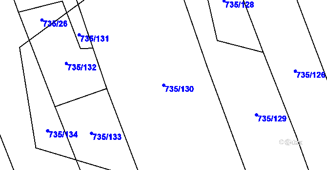 Parcela st. 735/130 v KÚ Pátek u Loun, Katastrální mapa