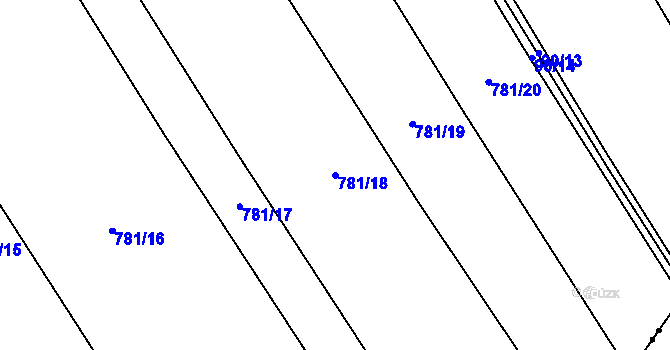 Parcela st. 781/18 v KÚ Pátek u Loun, Katastrální mapa