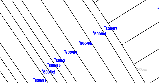 Parcela st. 800/95 v KÚ Pátek u Loun, Katastrální mapa