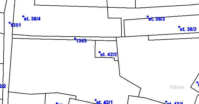Parcela st. 42/2 v KÚ Radonice nad Ohří, Katastrální mapa