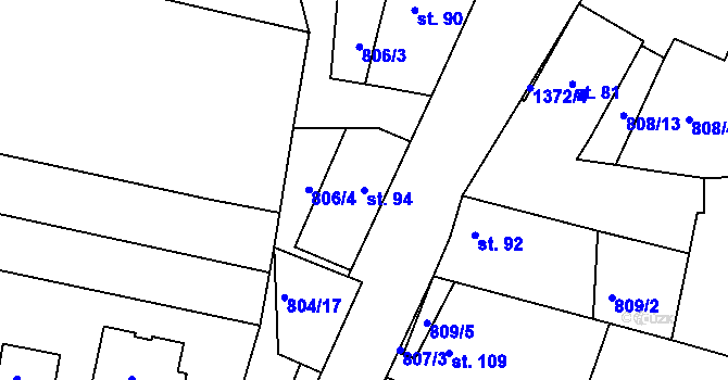 Parcela st. 94 v KÚ Radonice nad Ohří, Katastrální mapa