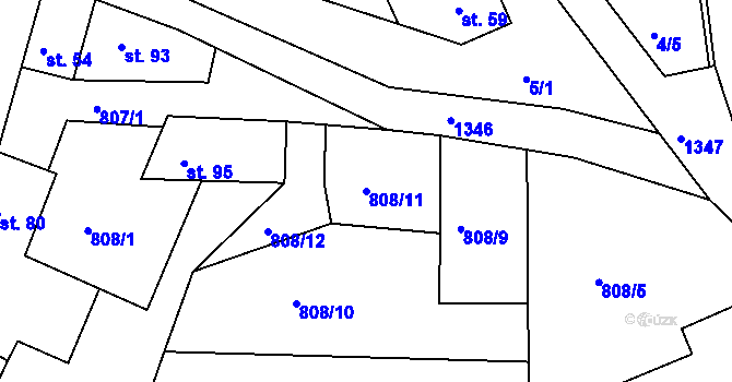 Parcela st. 808/11 v KÚ Radonice nad Ohří, Katastrální mapa