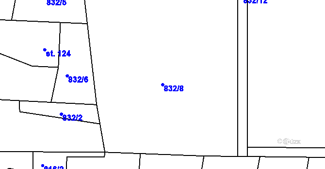 Parcela st. 832/8 v KÚ Radonice nad Ohří, Katastrální mapa