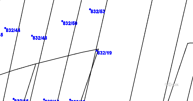 Parcela st. 832/19 v KÚ Radonice nad Ohří, Katastrální mapa