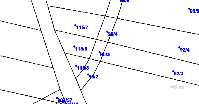 Parcela st. 96/3 v KÚ Radonice nad Ohří, Katastrální mapa