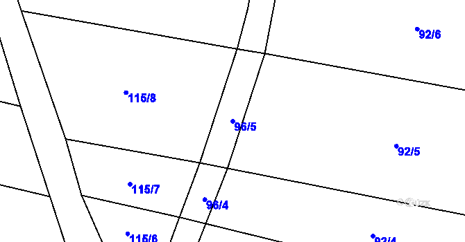 Parcela st. 96/5 v KÚ Radonice nad Ohří, Katastrální mapa
