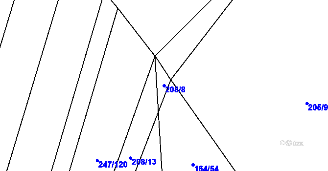 Parcela st. 208/8 v KÚ Radonice nad Ohří, Katastrální mapa