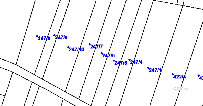 Parcela st. 247/6 v KÚ Radonice nad Ohří, Katastrální mapa