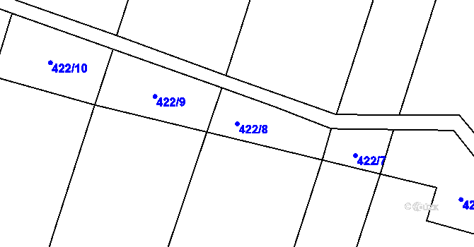 Parcela st. 422/8 v KÚ Radonice nad Ohří, Katastrální mapa