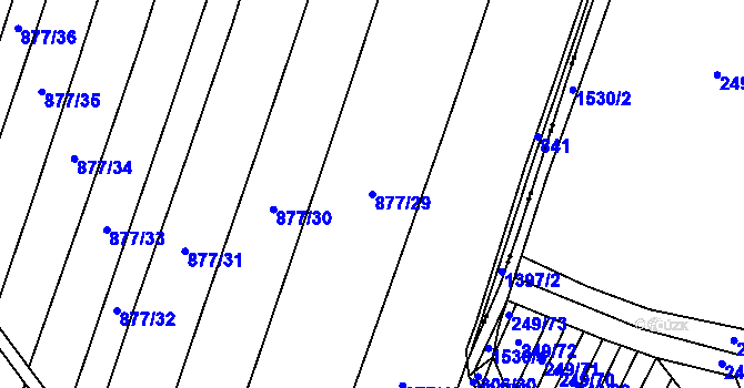 Parcela st. 877/29 v KÚ Radonice nad Ohří, Katastrální mapa